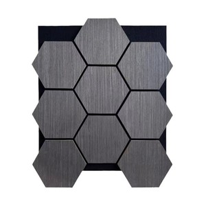Hexagonal Grille Sound Absorbing Panel Polyester Fiber Wood Veneer Texture Wall Decoration Interior Background Wall Modern - Product Image 4