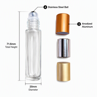 Flacons ronds en verre vides de 10 ml avec bouchon en aluminium anodisé, rechargeables pour parfum, aromathérapie, déodorant, huile, crème pour les yeux, rouge à lèvres