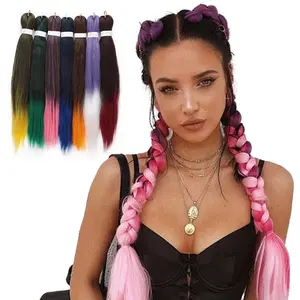 Vigoroso Pre Allungato Facile Treccia Dei Capelli Ombre Jumbo Intrecciare I Capelli Sintetici Biondi Crochet Trecce Estensioni Dei Capelli A Bassa Temperatura