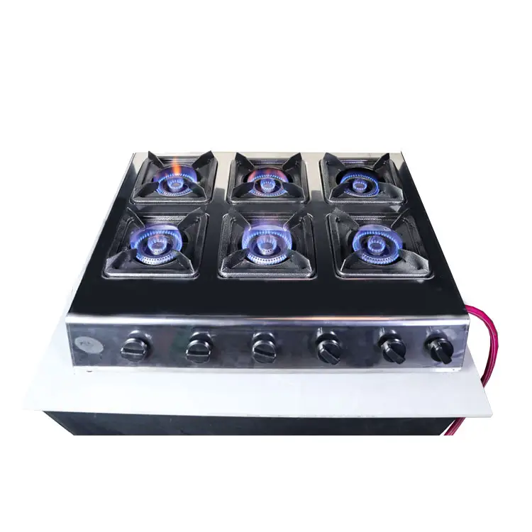 Kompor 6 Enkele Branders Rvs Commerciële Gas Range Cooktops