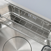 Évier de cuisine moderne portable à poser sur le comptoir, à cuve unique, en acier inoxydable, multifonction, avec robinet