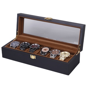 Caja de almacenamiento para relojes, estuche de cuero negro con 20 ranuras y 12 ranuras y 10 ranuras para coleccionistas, caja de almacenamiento para relojes con almohada, venta al por mayor - Product Image 1
