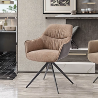 Fauteuil tournant à 180 degrés en cuir moderne Offres Spéciales en usine avec cadre en métal pour la salle à manger