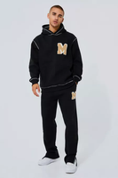 Sweat à capuche OEM personnalisé Contract Stitch surdimensionné Contrast Stitch Logo personnalisé Homme Fabricant Ensemble sweat à capuche et pantalon Survêtement