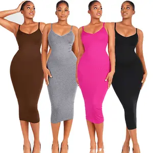 Hexin Verified Pro Custom Logo Midi <span class=keywords><strong>Dress</strong></span> Casual Solid Summer Party Lápiz Vestidos de verano para mujeres Modest Long Elegant Dresses - Product Image 1