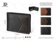 Portafoglio da uomo Jd con motivo patchwork a palme, in vera pelle, chiusura a piega corta, stile minimalista - Product Image 1