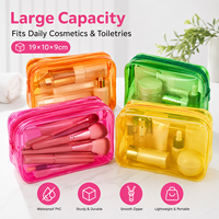 Pochette cosmétique transparente en PVC multicolore, fluo, avec fermeture éclair, étanche, pour voyage, organiseur de toilette, vente en gros