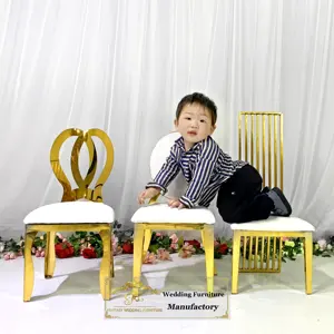 Cadeira infantil de aço inoxidável luxuosa, dourada para festa de aniversário babyshow