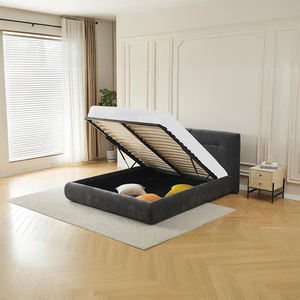 Lit rembourré sur mesure en tissu doux, taille Queen, style antique, luxe moderne, lit king size pour la maison ou l'hôtel - Product Image 1