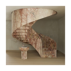 Escalier en marbre de style <span class=keywords><strong>italien</strong></span> Newstar, sur mesure, en spirale, courbé, escaliers en pierre, ornement d'intérieur, marches en marbre - Product Image 3