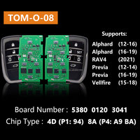 Carte de circuit imprimé universelle pour clé de véhicule intelligente CK TOM Series TOM-O-08 à 5 boutons (carte de circuit imprimé uniquement) compatible avec le plastique 4D8A