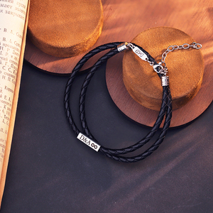 Braccialetto personalizzato in pelle intrecciata a doppio involucro <span class=keywords><strong>con</strong></span> iscrizione personalizzata, gioielli incisi per lui/uomini/padre - Product Image 3