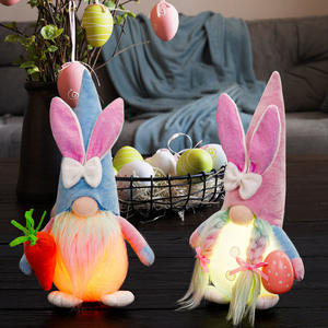 2024 nuova decorazione di Pasqua all'ingrosso uova da coniglietto di carote di ravanello primavera bambola senza volto Rudolph luci peluche conigli di Pasqua idea regalo - Product Image 2