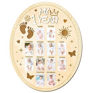 Customize PAFU Baby <strong>Keepsake</strong> Gift Wood Monthly My First Year Photo Display Board Picture Frame Birthday <strong>Keepsake</strong> - Product Image 5