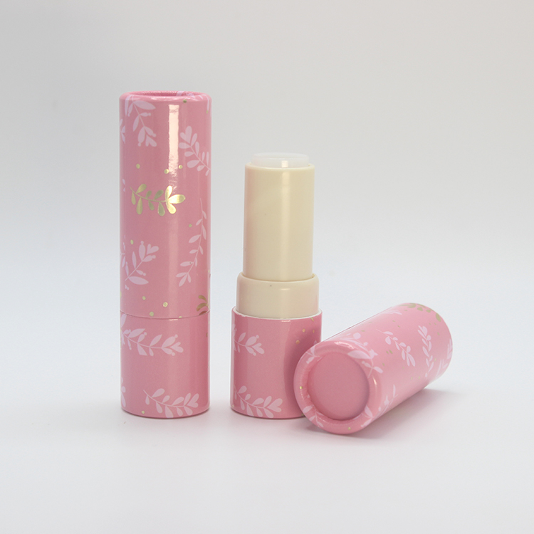 Tube de papier rechargeable écologique de rouge à lèvres de logo de fabricant de rose fait sur commande de conception pour l'emballage cosmétique