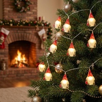 Guirlandes lumineuses LED de Noël, 10 lumières LED à piles avec figurines de nains festifs pour la décoration de fenêtre de Noël