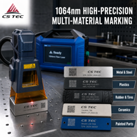 Codeur de gravure laser à fibre portable CS avec évent d'extraction et bouclier de protection à aspiration magnétique pour métaux, plastiques, caoutchouc, pierre