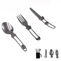 Ensemble de couverts pliables et détachables en acier inoxydable 3 en 1, cuillère, fourchette, pour la randonnée, la survie, le camping