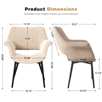 Chaises de salle à manger modernes en velours capitonnées, inclinables, imperméables, avec accoudoirs et dossier rembourrés, écologiques et durables, pour la maison