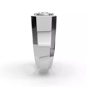 Anillo de declaración personalizado para hombre de oro macizo de 14K con diamante redondo de 1 quilate cultivado en laboratorio, engaste seguro con bisel, acabado pulido para uso diario. - Product Image 3