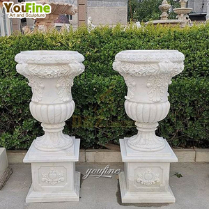 Fornitori di Vasi da <span class=keywords><strong>Giardino</strong></span> Rotondi in Marmo Bianco Naturale per Fiori - Product Image 6