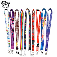 Logo personnalisé sublimation tissu imprimé polyester porte-clés longes usages multiples vente en gros de marque cou lanière sangle
