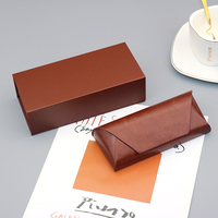 Boîte d'emballage pour lunettes de soleil, étui en cuir marron de luxe, étuis personnalisés avec logo OEM pour lunettes, ensemble d'emballage pour lunettes de soleil