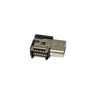 Connecteur USB Type C 16 broches femelle à montage latéral, 7,9 mm, à double rangée, avec bornes à souder et pinout encastré - Product Image 1
