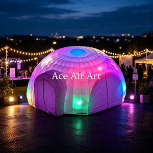 LED Spotlight Aufblasbares Kuppel zelt Abnehmbarer Reiß verschluss Wasserdichtes Zelt Aufblasbare Veranstaltungen Iglu-Hütte für Partys und Veranstaltungen - Product Image 1