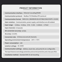 Módulo de Adquisición de Entradas Analógicas Ethernet RS485 Remoto de Alta Precisión de 8 Canales, 4-20mA, Red Modbus IO