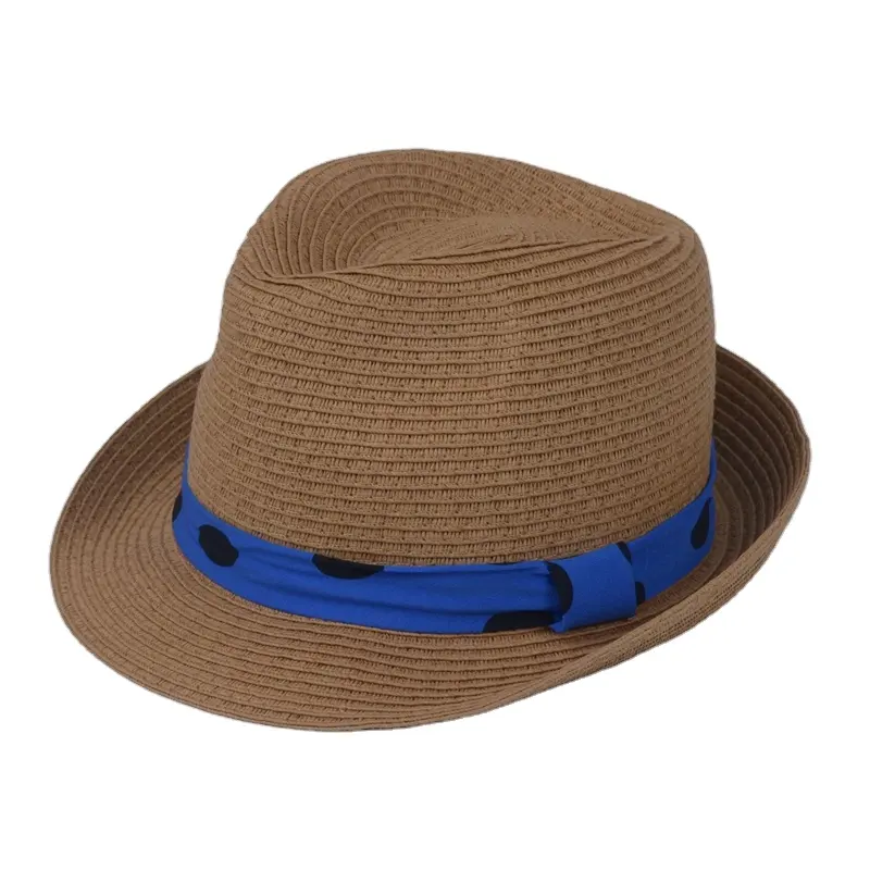 2023หมวกฟางสีน้ำตาลริบบิ้นลายจุดสีเขียวปรับแต่งได้ใหม่หมวกฤดูร้อนดีไซน์ใหม่หรูหรา