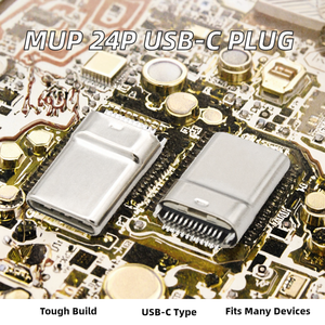 Conector USB 3.1 Tipo C de Acero Inoxidable MUP, 24 Pines, Doble Fila, Macho, con Cargador USB de 1.25A/Pin para Dispositivos - Product Image 2