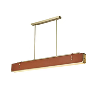 Lampe de table chinoise moderne, luminaire suspendu en cuir minimaliste et élégant, longue bande de plafonnier