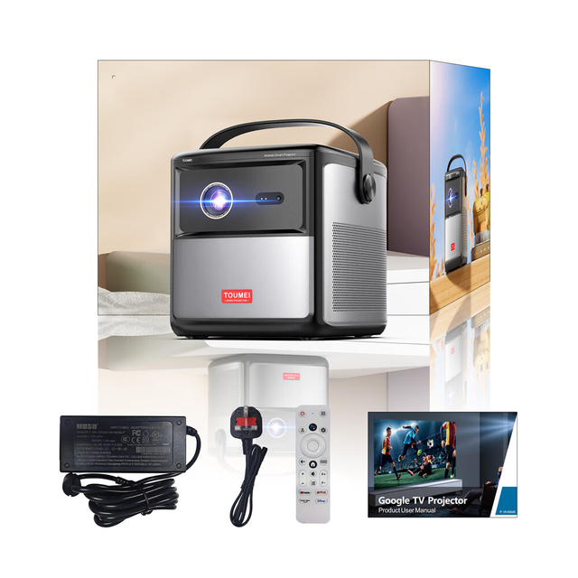 Portable Handheld Smart Projector with  600ANSI   1080P Resolution  Google TV  Built-in Power Bank and Speaker