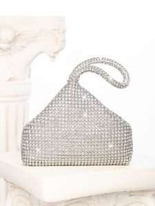 Bolso de Mano de Moda para Mujer DAQI, Nuevo, Tipo Clutch, para Eventos Nocturnos, Impermeable, con Cierre de Cremallera, Dos Correas de Cadena, Forro de Poliéster, Adorno de Cuentas y Diamantes - Product Image 3