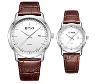 Montre EYKI E1151 avec bracelet en cuir, dernière montre de couple, mouvement à quartz japonais, étanche, unisexe