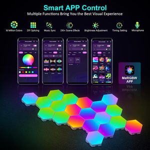 Sechseckige LED-Leuchte mit App-Fernbedienung, Smart RGB-Panel, DIY-Gleit-Erweiterung, Formbare Beleuchtung - Product Image 4