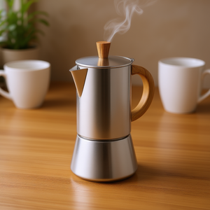 Cafetera Cilio Figaro para 4 Tazas, Acero Inoxidable, Mango de Madera, Cafetera Moka - Product Image 3