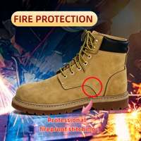 Bottes de sécurité imperméables à embout d'acier en cuir véritable de qualité supérieure pour pompiers et travailleurs incendie
