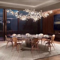 Lustre en forme de feuille ovale et de branche d'arbre, or, design artistique de luxe pour hall d'entrée MD88227