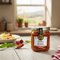 Pesto Rojo Buongustaio Piemonte, Salsa de Tomate 100% Líquida, Certificación HACCP, Frasco de Vidrio, Sin Aditivos, 18% Brix