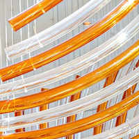 Centre commercial hôtel moderne grand lustre en tube de verre soufflé à la main haut plafond lampes suspendues