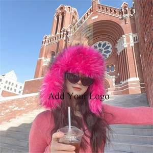 Hot Sale Cotton Winter <strong>Aviator</strong> Plush Hats Thick Princess Ear Warm Hats Skin Fur Earflat Bucket Hat - Product Image 1