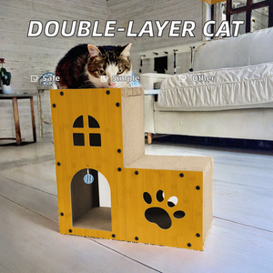Double-Layer Classic Modern <strong>Design</strong> <strong>Cat</strong> Scratcher <strong>House</strong> Wear-Resistant Non-Shed Corrugated Scratcher (Multi-Function) Carton - Product Image 2
