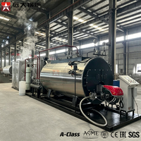 Kontrol PLC Otomatis 0.5-20 ton/jam 45-400 psi 3-25 bar Paket Tekanan Terpasang di Skid Boiler Uap Gas Alam GLP Minyak Berat Limbah