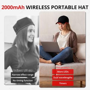 Casque de physiothérapie LED pour <span class=keywords><strong>la</strong></span> croissance des cheveux, rouge et bleu 660nm 450nm 850nm, chapeau électrique à lumière rouge, traitement anti-chute de cheveux, masseur de tête - Product Image 3