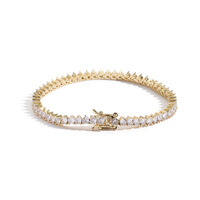 Venta Directa de Fábrica: Pulsera de Tenis de Moda con Cadena de Latón de 3mm y 3 Garras, Microincrustaciones de Zirconia, Estilo Hip-hop y Rap