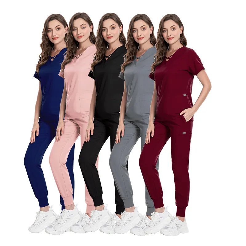 Atacado Médicos E Enfermeiros Esfoliante Feminino Uniforme Cirúrgico Stretch Scrub Conjuntos para Mulheres Enfermagem Médica Scrubs Uniformes Conjuntos