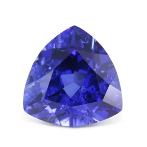 Королевский Синий Свободный корундовый камень, синтетические драгоценные камни, василек в форме триллиона, Выращенный Сапфир с трещинами и включениями