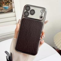 Étui de téléphone antichoc en cuir PU électroplaqué pour iPhone 17 Pro Max/17 Pro/17 Air/17 avec protection de l'appareil photo et protection contre les chutes